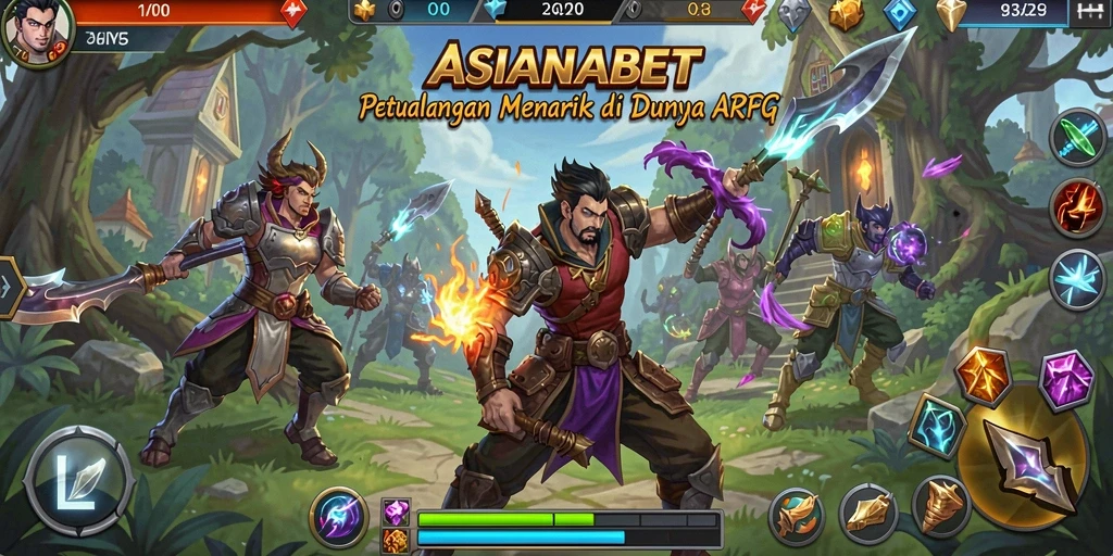 Tampilan gameplay ASIANABET yang epik dengan aksi seru di dunia fantastis.