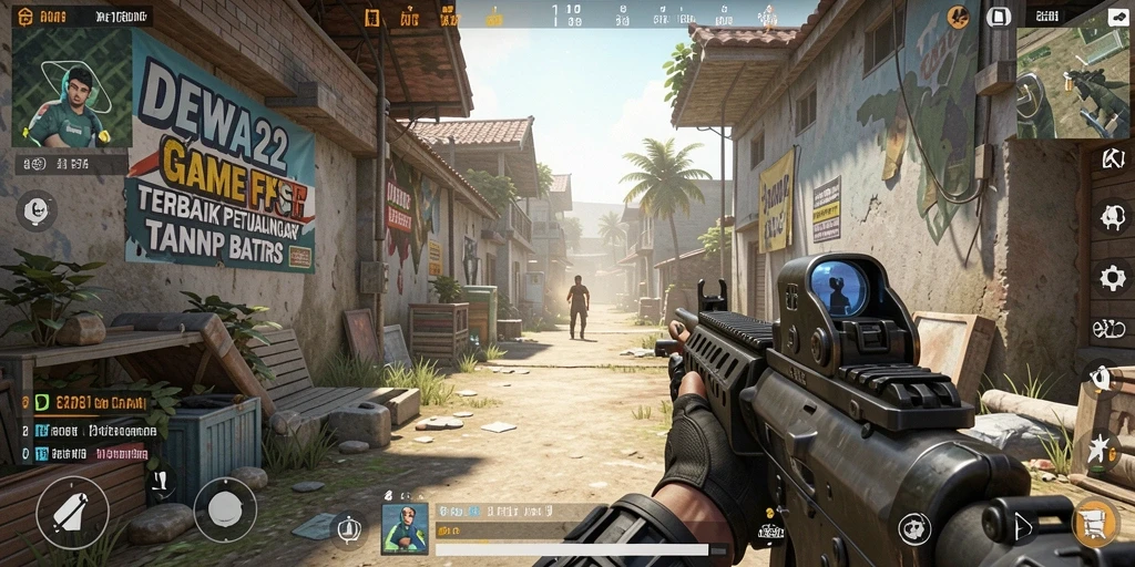 Tampilan aksi menegangkan dalam game FPS DEWA22.