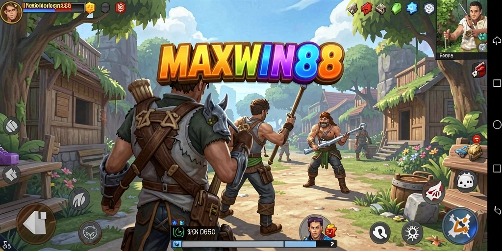 Tangkapan layar gameplay <strong>MAXWIN88</strong> menampilkan eksplorasi dunia terbuka yang mendebarkan.